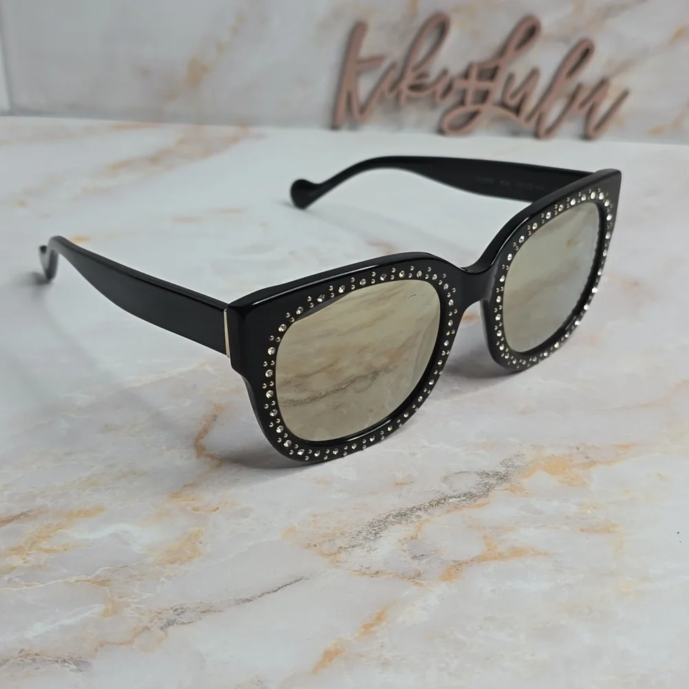 Elton john legend black studded polarized oversized acetate sunglasses